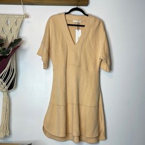 Chloé knit a line mini dress peach real real apricot short sleeve
